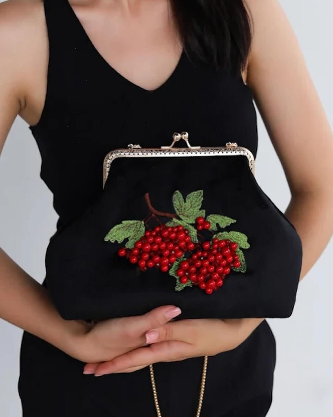 Clutch Ukrainian Embroidered Viburnum Bag Small Purse Ethnic Fashion Accessory Crossbody Authentic Ukrainian Design Unique Folk Art
