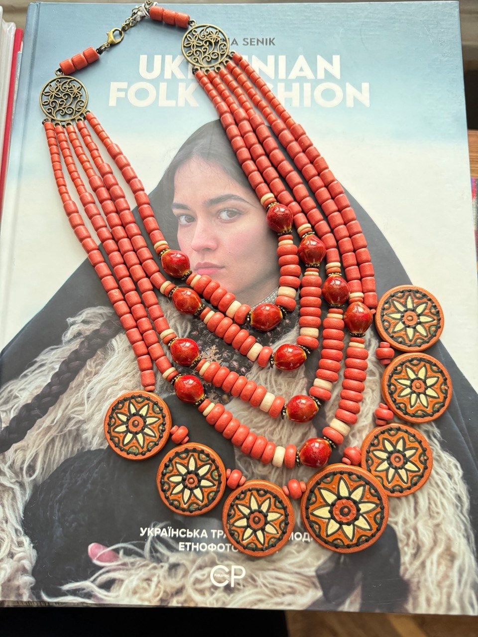 2025 Red Ukrainian Necklace - Handmade Clay Beads Ethnic Folk Jewelry