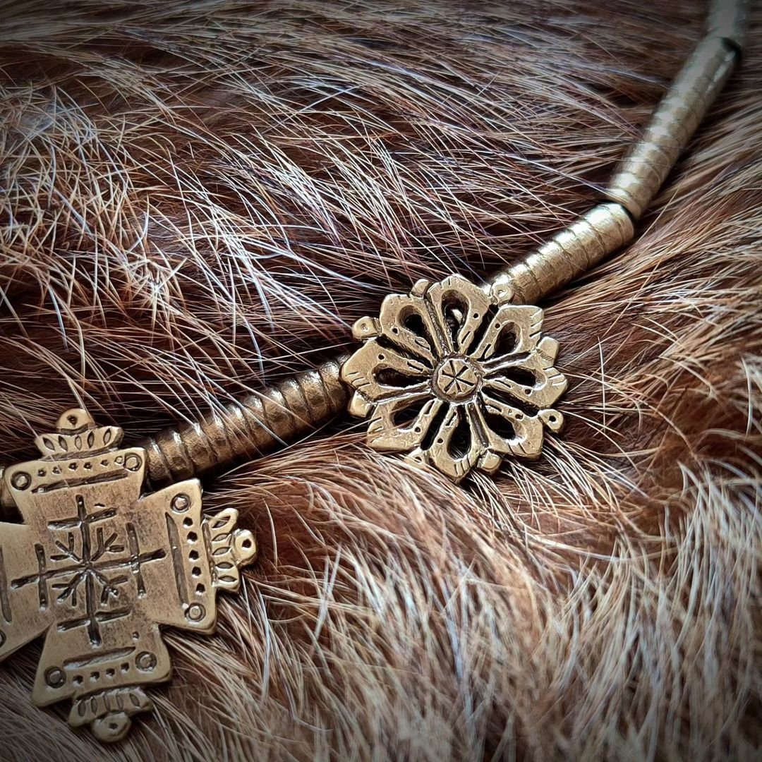 SET Ukrainian Guardian Necklace + Earrings Ethnic Metal Necklace Family Amulet Ukrainian Folk Costume Traditional Necklace Gift for Her