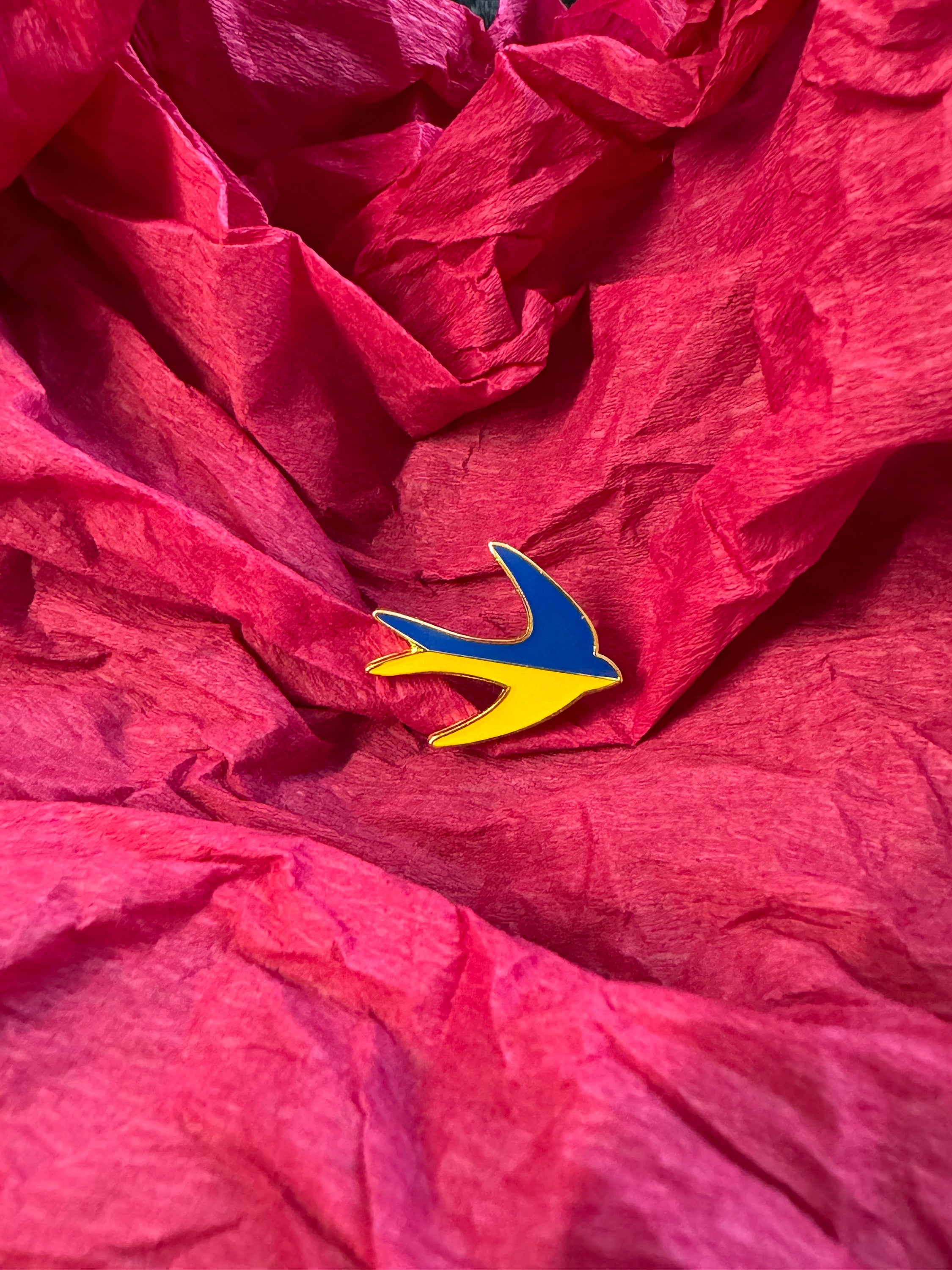 Ukrainian Swallow Badge | Handmade Badge in Ukrainian Flag Colors | Ukraine Seller
