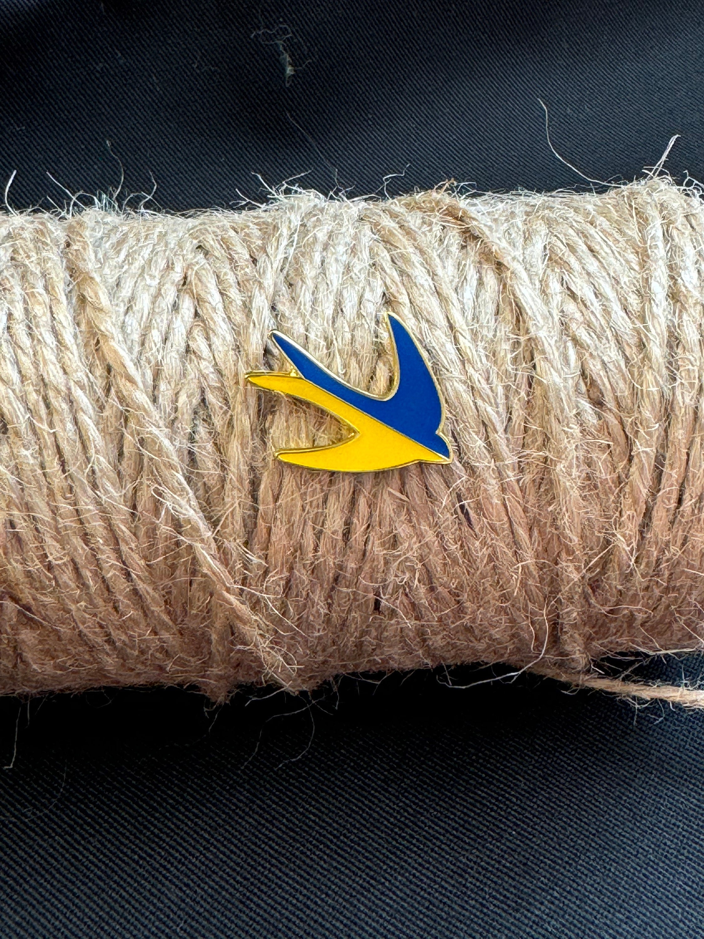 Ukrainian Swallow Badge | Handmade Badge in Ukrainian Flag Colors | Ukraine Seller