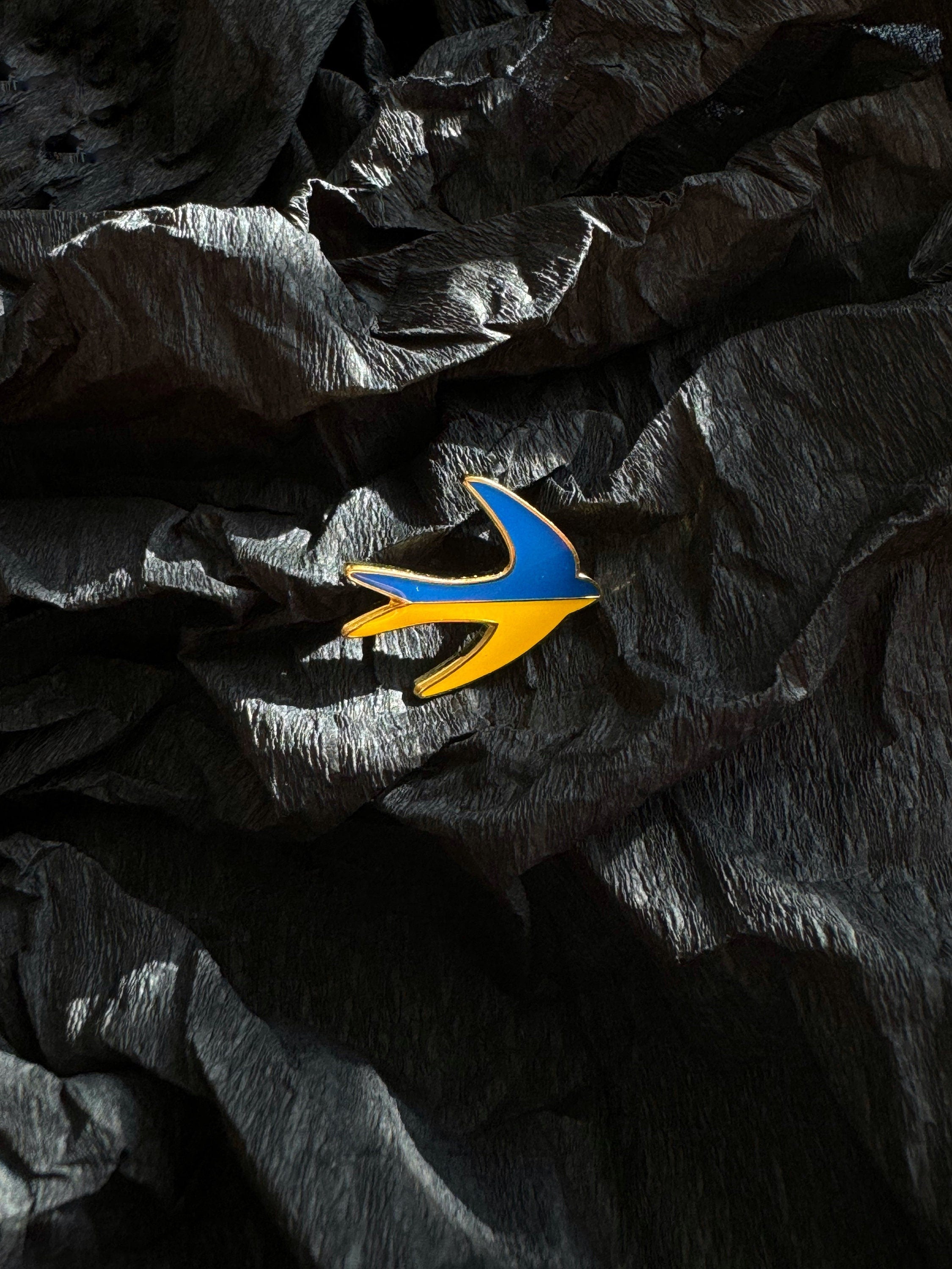 Ukrainian Swallow Badge | Handmade Badge in Ukrainian Flag Colors | Ukraine Seller