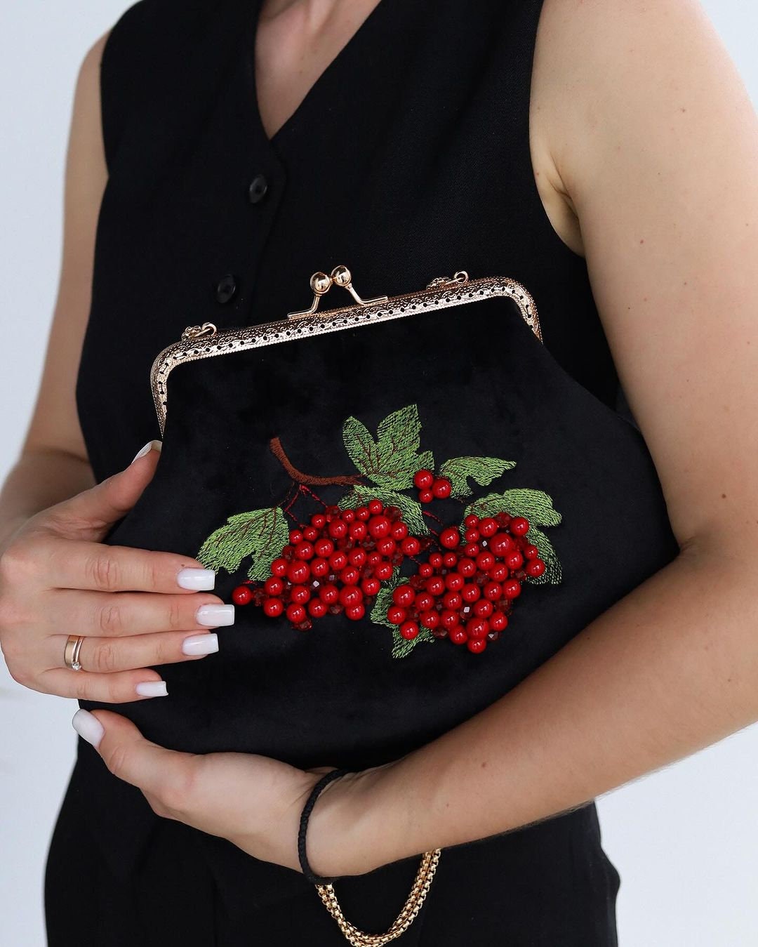 Clutch Ukrainian Embroidered Viburnum Bag Small Purse Ethnic Fashion Accessory Crossbody Authentic Ukrainian Design Unique Folk Art