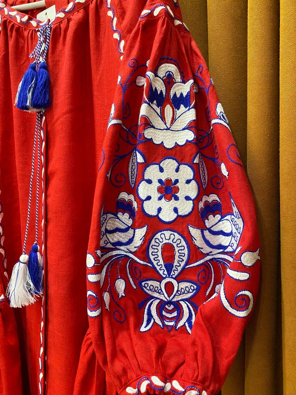 Linen Red Dress, Boho Ukrainian Vyshyvanka Dress, Embroidered Women Dress, Gift for Her, Gift for Girl, Gift for Wife, Gift for Christmas