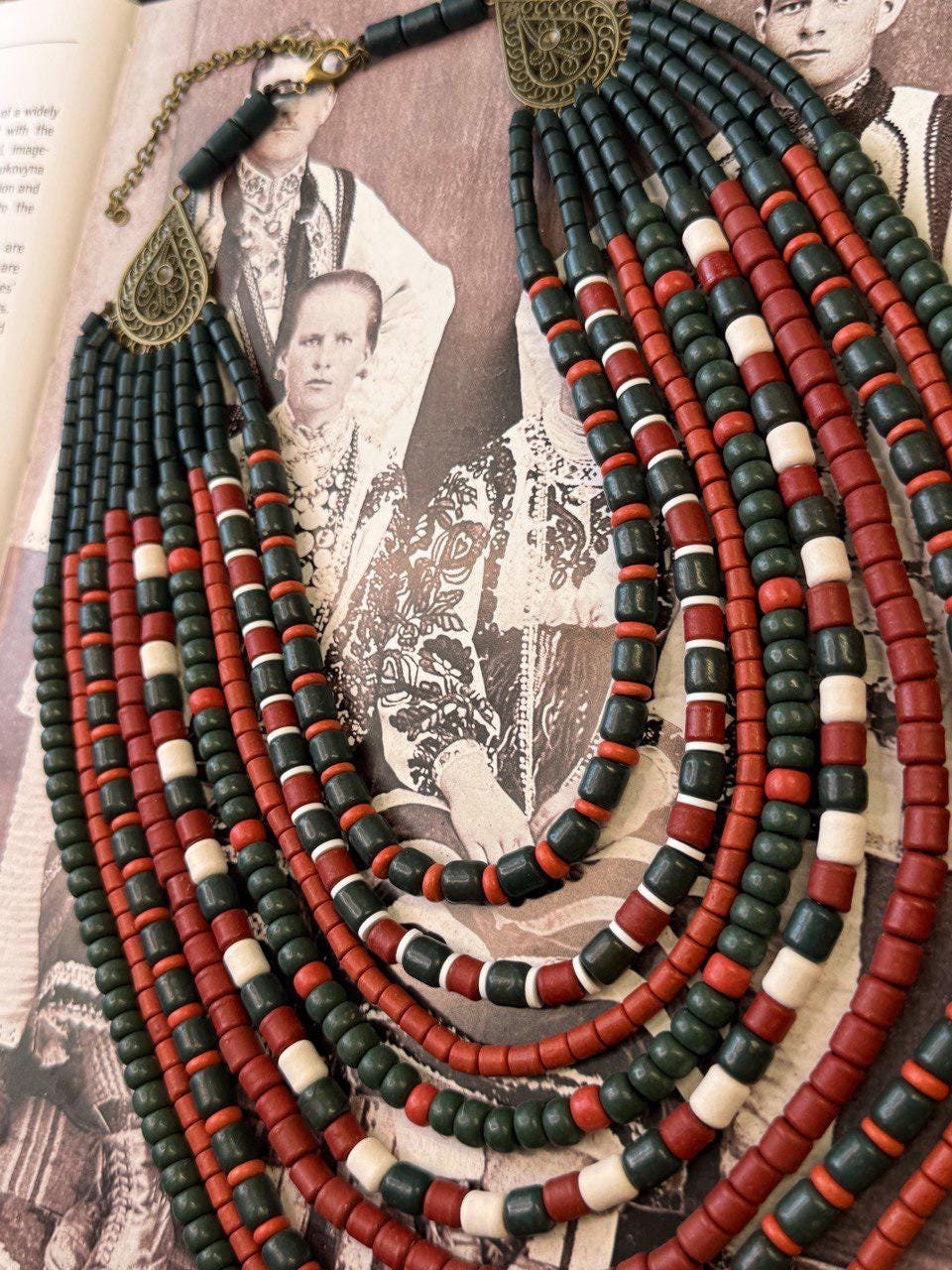 Ukrainian Traditional necklace Jewelry  Ethnic ceramics  Necklace of antique fireplace beads with contempt Gift for Her Birthday