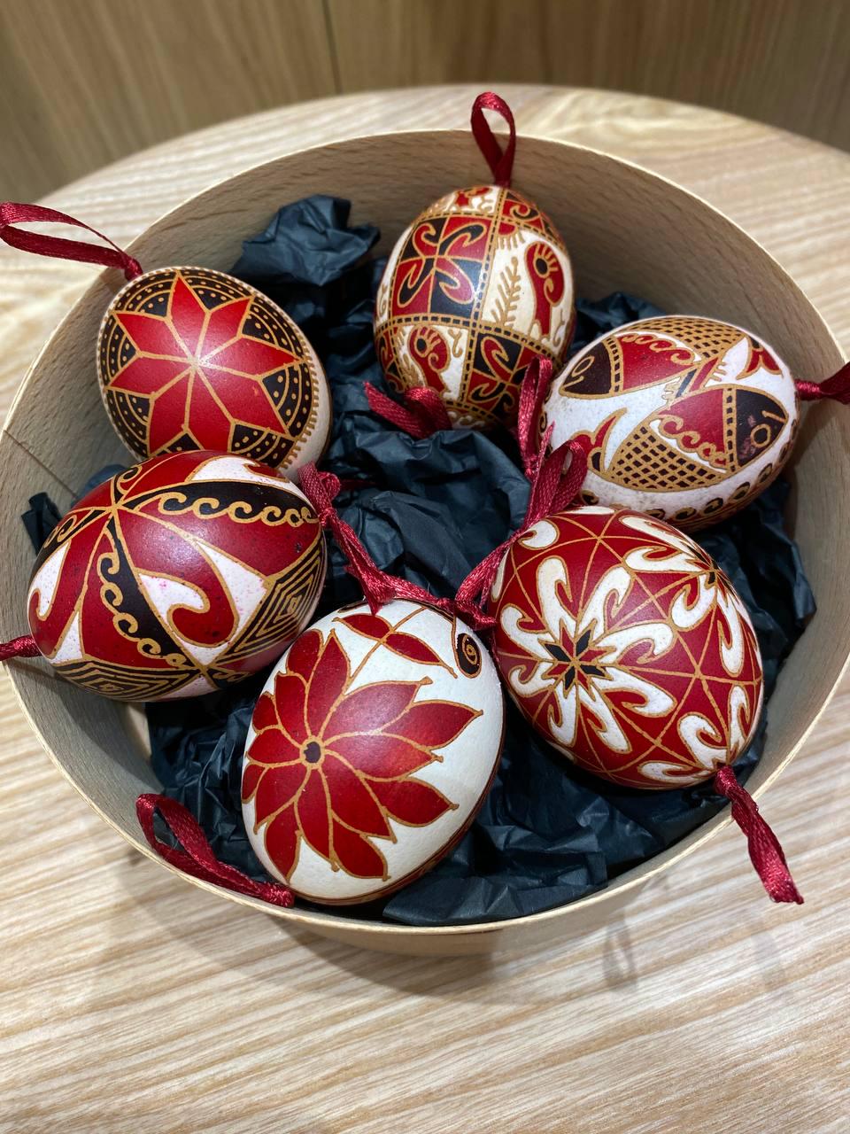 Traditional Ukrainian pysanka egg. Real Chicken Pysanky eggs 6 pieces in the set. Chicken Pysanky. Gift for Her, Gift for mother Christmas