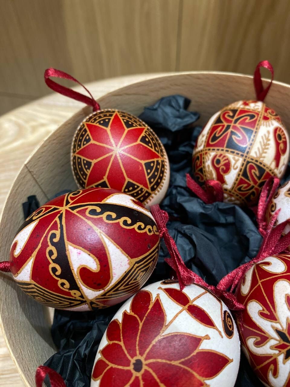 Traditional Ukrainian pysanka egg. Real Chicken Pysanky eggs 6 pieces in the set. Chicken Pysanky. Gift for Her, Gift for mother Christmas
