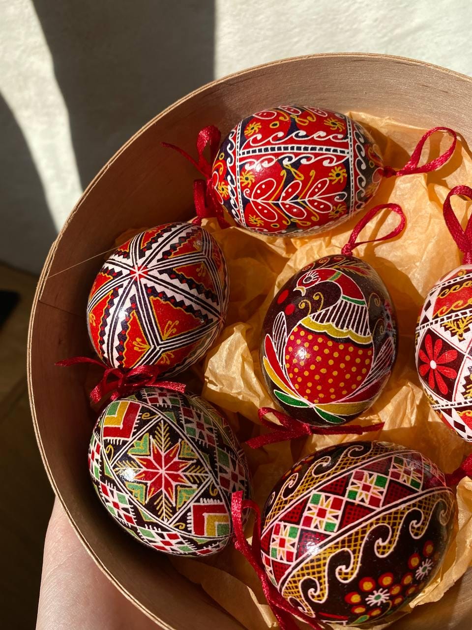 Real Ukrainian Pysanky, Chicken Pysanka, High Quality Easter Egg Hand made 6 pieces in the set. Gift for Her, Gift for mother Christmas