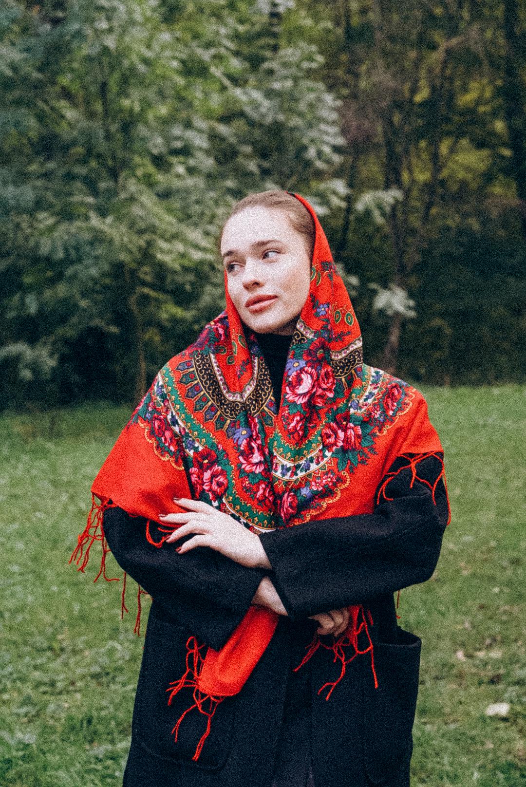 Ukrainian shawl, Traditional gifts for women, shawl bohemian scarf flower, Big Folk Scarf, Large EasterShawl, Ethnic, Gift for Mom