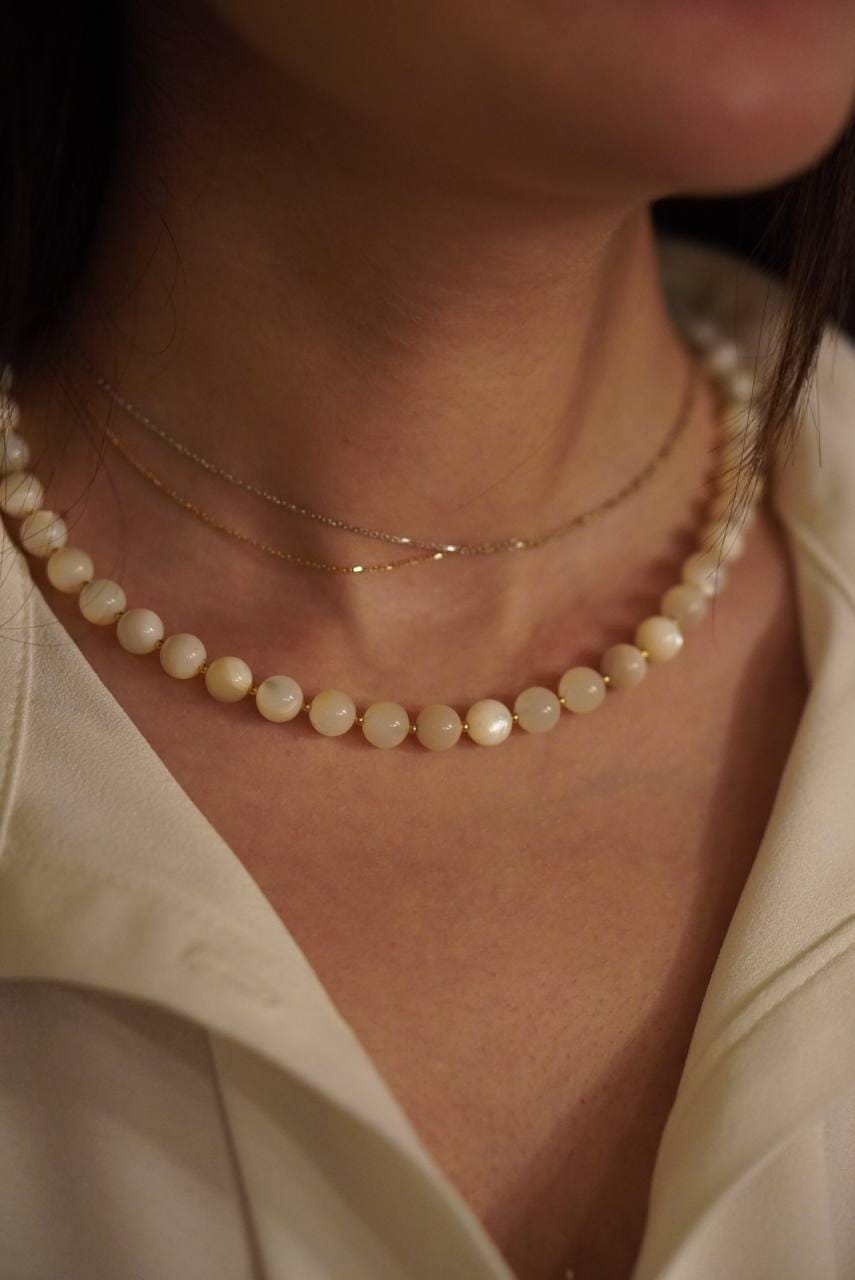 White Ukrainian Traditional necklace Jewelry Mother of pearl Ethnic Necklace White beads Ukrainian Seller Gift for Her Gift for Wife