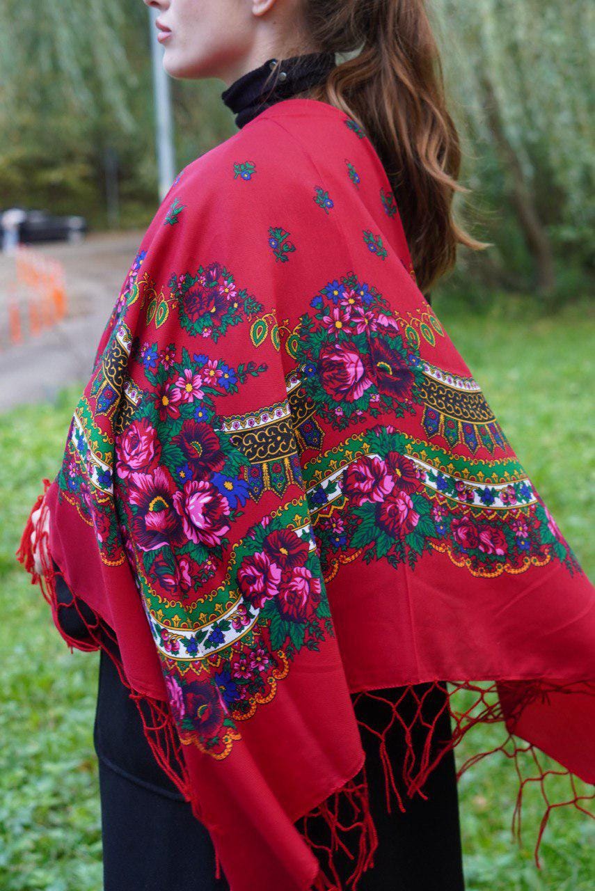 Traditional Ukrainian Shawl - Bohemian Floral Scarf for Women