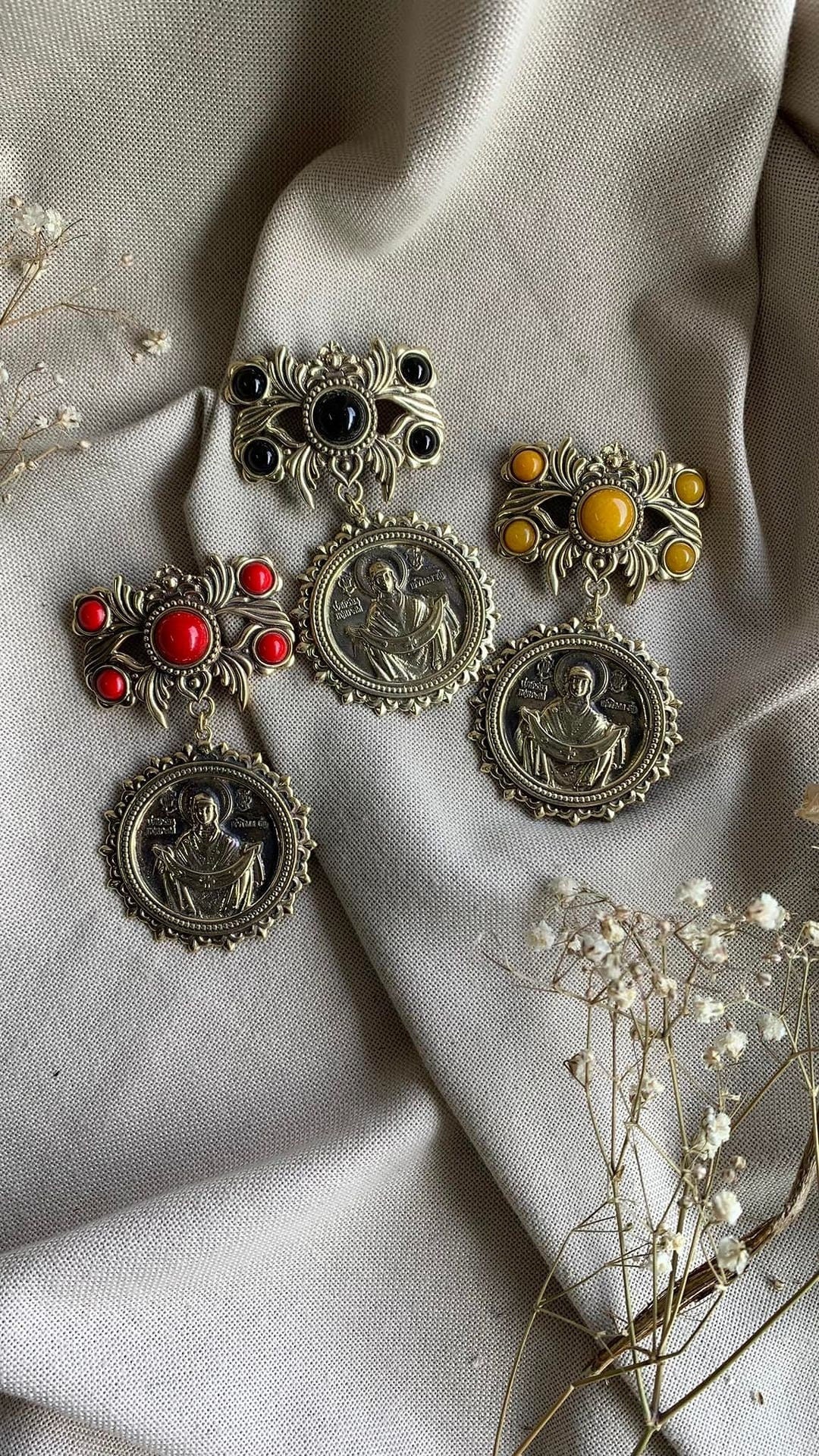 Ukrainian Brass Pendant - Intercession Dukach Traditional Jewelry, Ethnic Necklace, Souvenir from Ukraine
