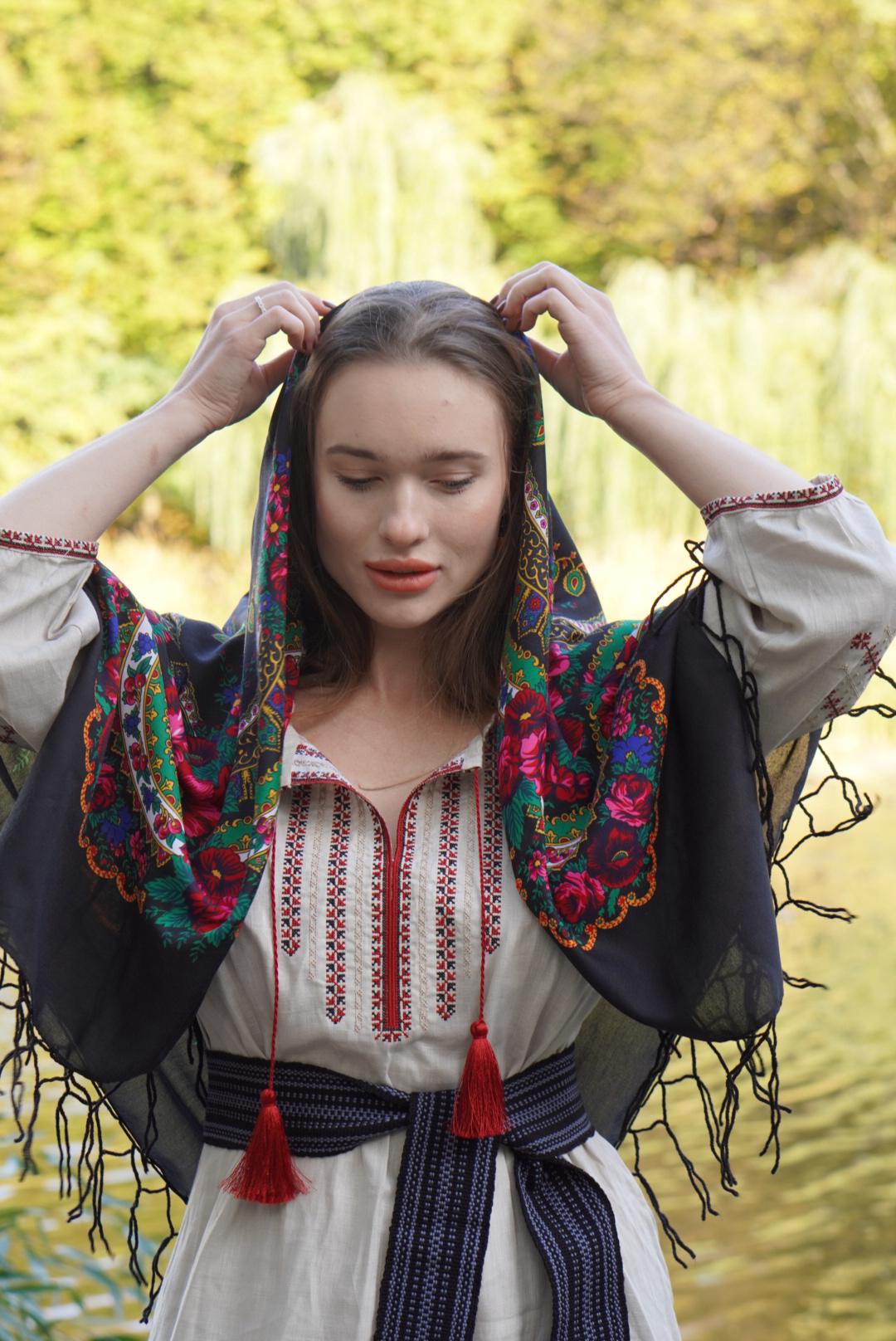 Ukrainian shawl, Traditional gifts for women, shawl bohemian scarf flower, Big Folk Scarf, Large EasterShawl, Ethnic, Gift for Mom