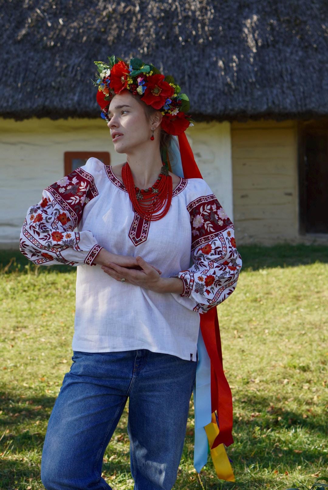 White Embroidered  blouse Ukrainian Vyshyvanka blouse. Embroidered Women Shirt. Embroidery.Gift for Her, Embroidered Christmas