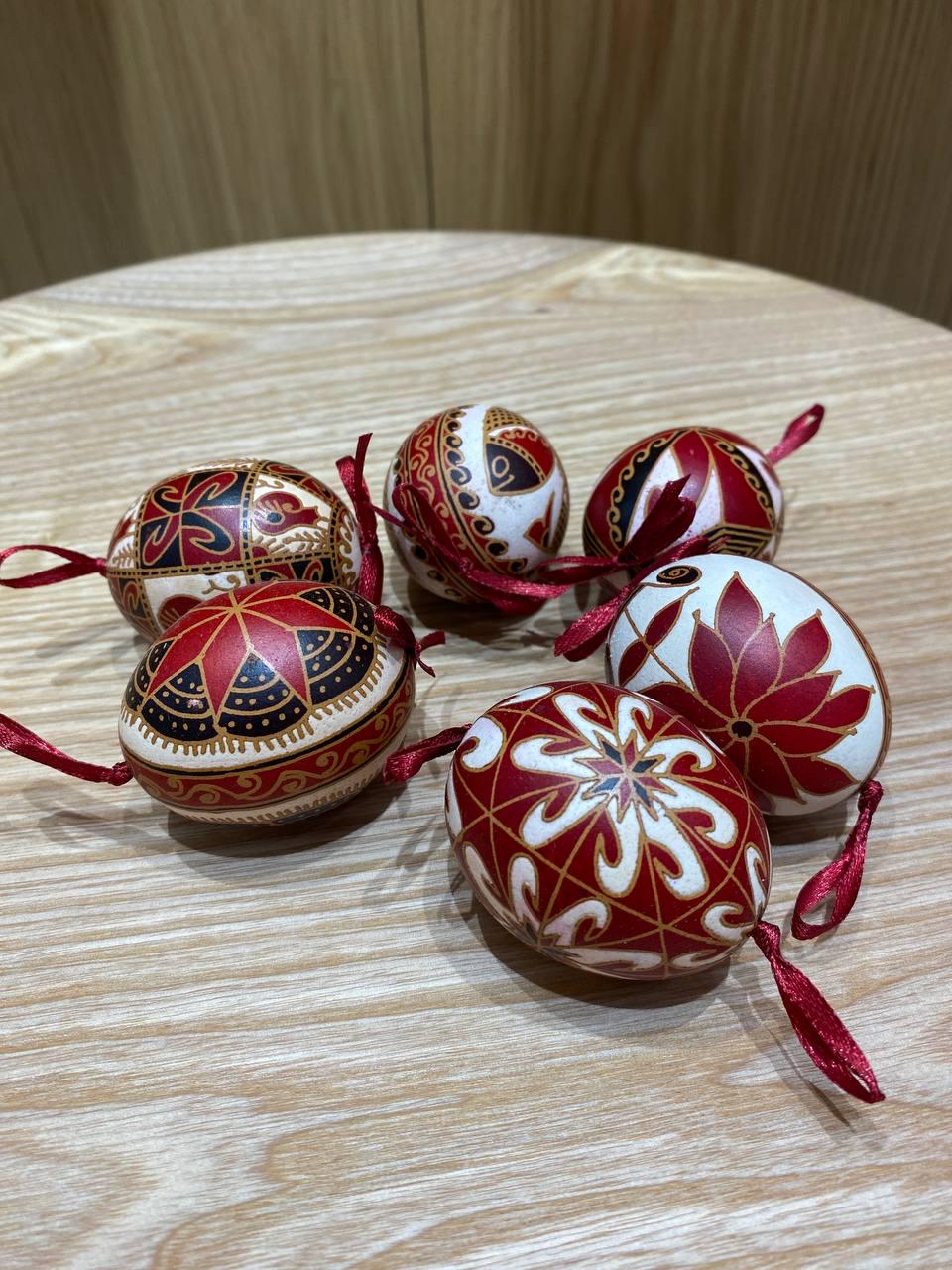 Traditional Ukrainian pysanka egg. Real Chicken Pysanky eggs 6 pieces in the set. Chicken Pysanky. Gift for Her, Gift for mother Christmas