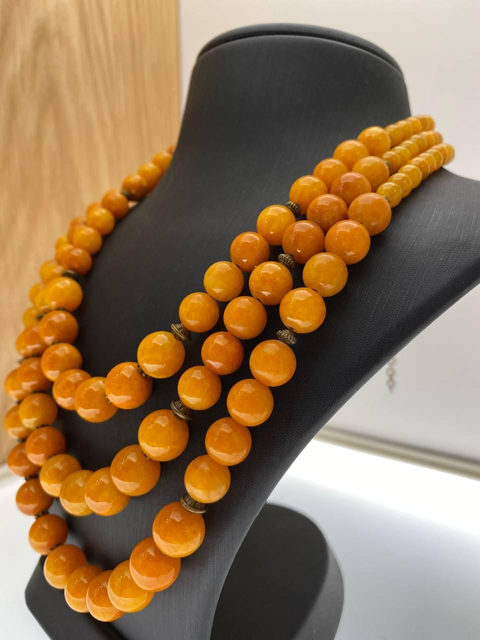 Yellow Ukrainian Traditional necklace onyx stone Jewelry Handmade Necklace of onyx stone beads Ethnic Gift for Her Gift for Wife
