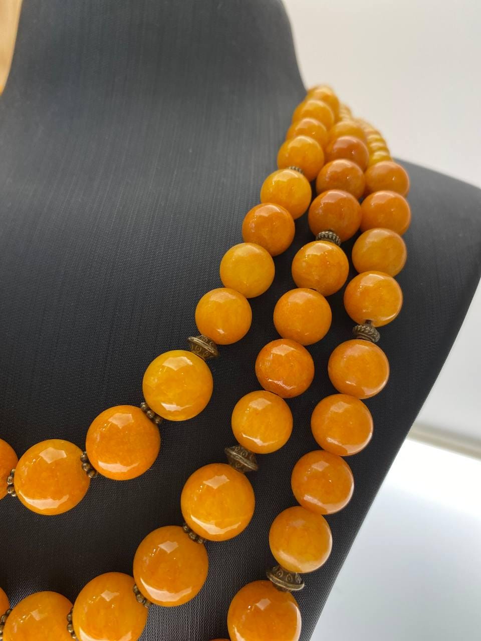 Yellow Ukrainian Traditional necklace onyx stone Jewelry Handmade Necklace of onyx stone beads Ethnic Gift for Her Gift for Wife