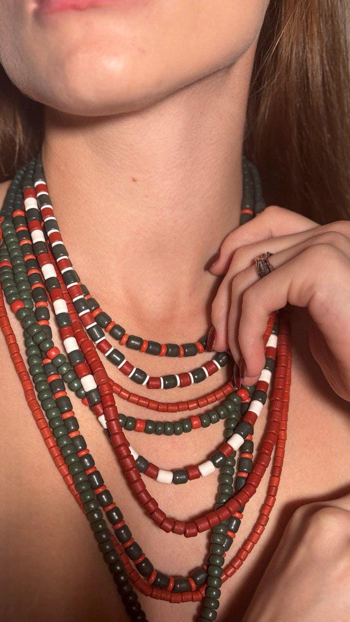 Ukrainian Traditional necklace Jewelry  Ethnic ceramics  Necklace of antique fireplace beads with contempt Gift for Her Birthday