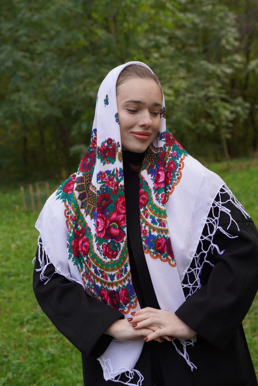 Ukrainian shawl, Traditional gifts for women, shawl bohemian scarf flower, Big Folk Scarf, Large EasterShawl, Ethnic, Gift for Mom