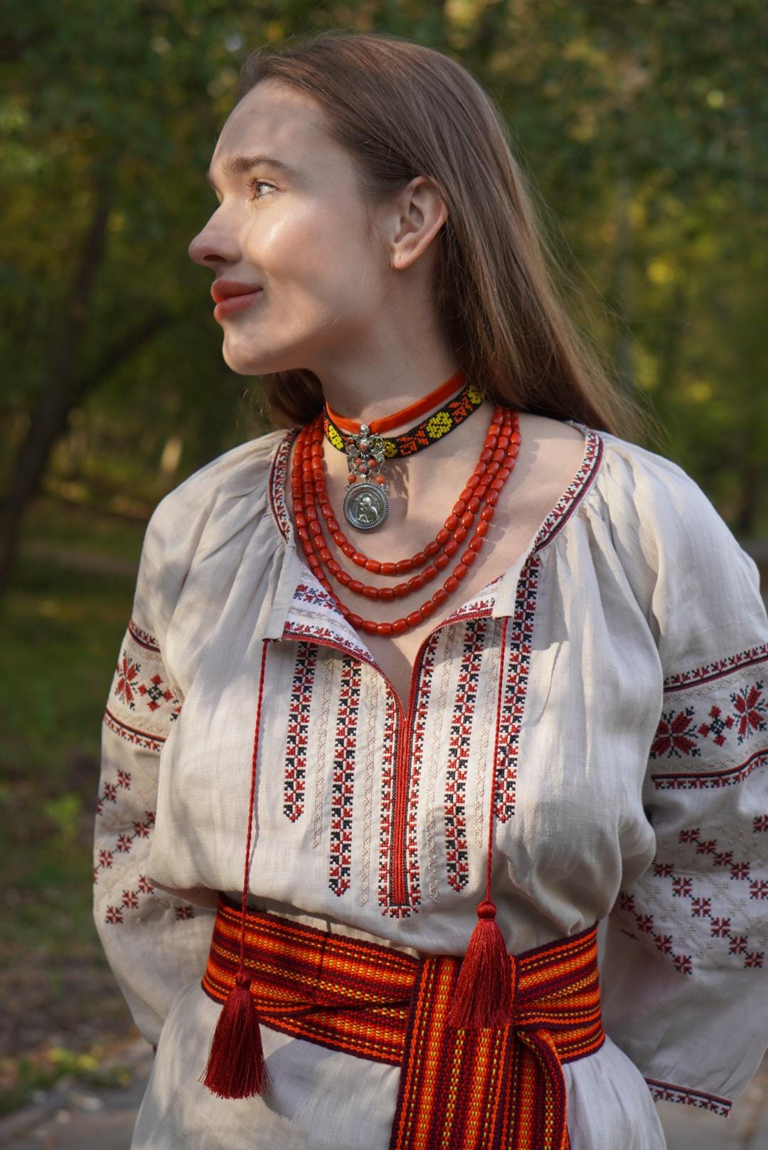 Red Ukrainian Traditional Coral necklace Jewelry Ethnic Necklace beads Ukrainian necklace, ethnic necklace, Ukraine artiste EasterGift