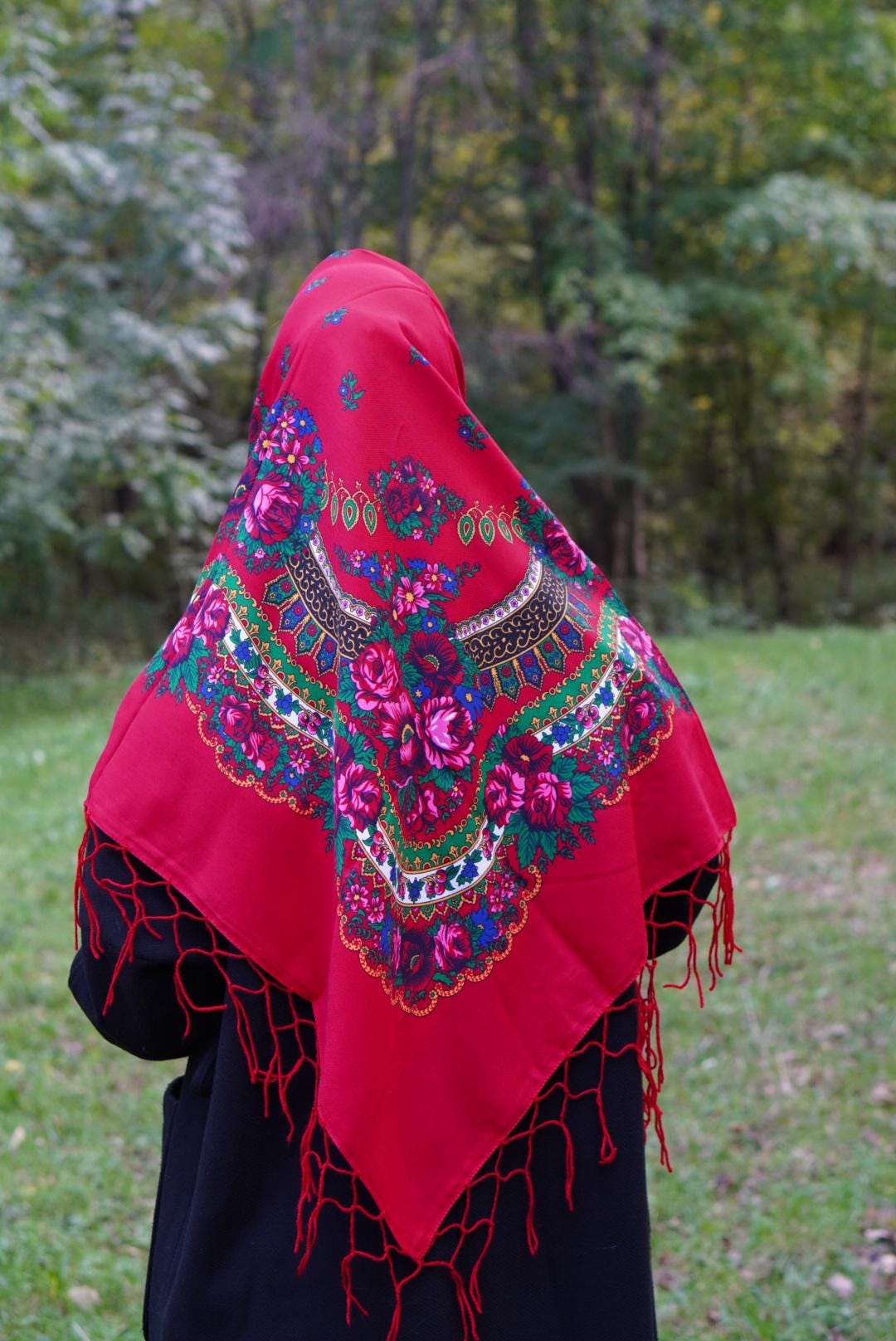 Traditional Ukrainian Shawl - Bohemian Floral Scarf for Women, Moms, and Daughters