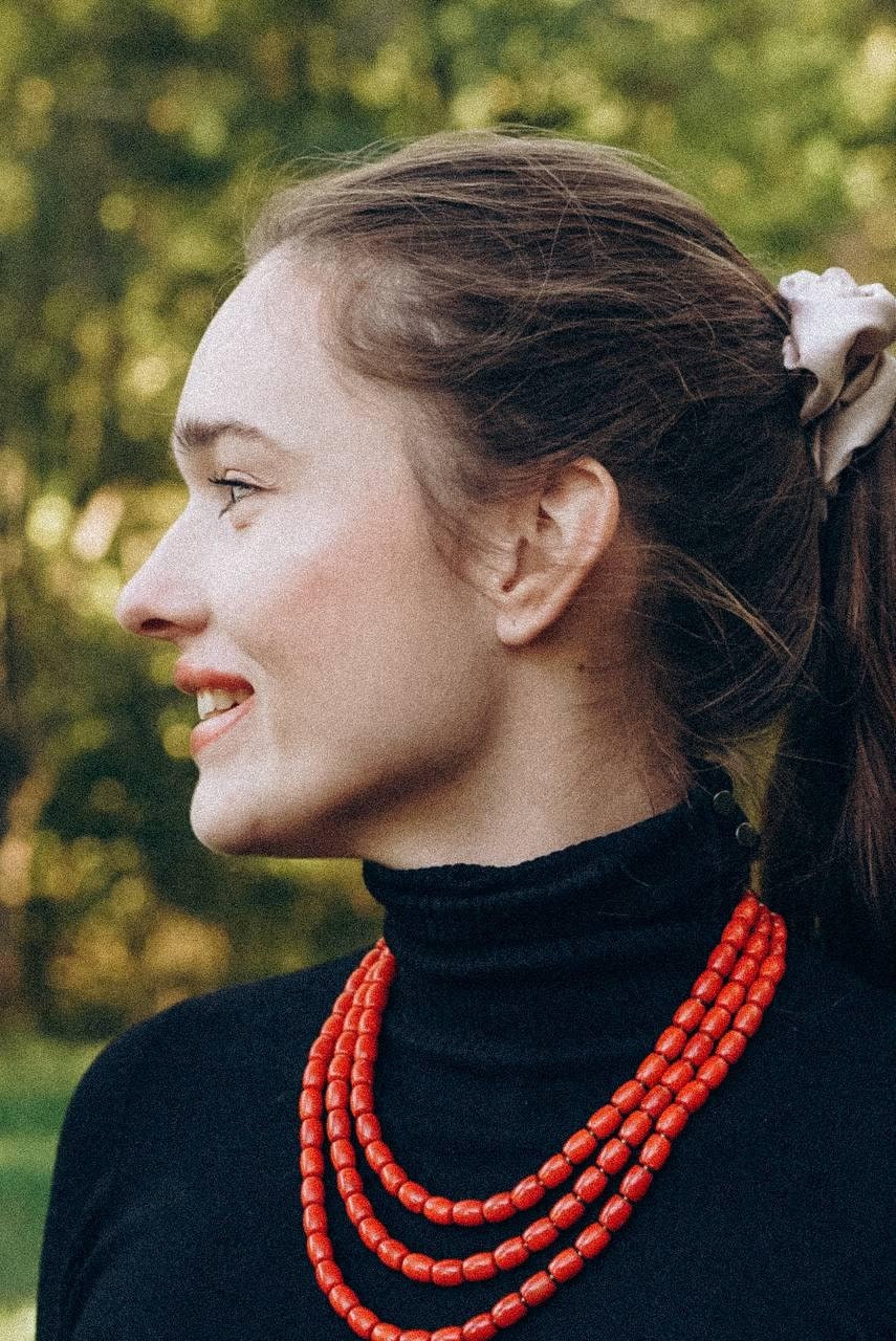 Red Ukrainian Traditional Coral necklace Jewelry Ethnic Necklace beads Ukrainian necklace, ethnic necklace, Ukraine artiste EasterGift