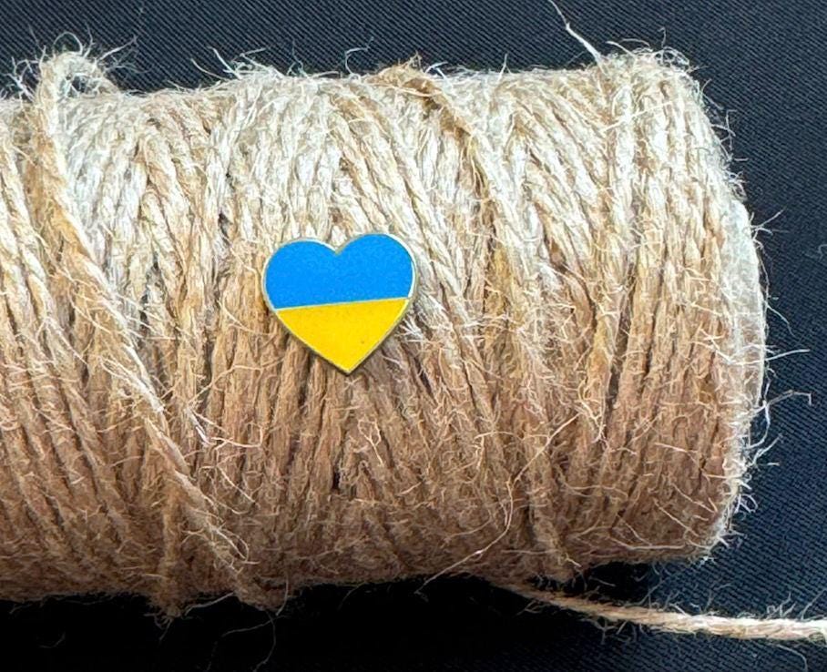 Ukrainian Heart badge, handmade badge, badge in colors of Ukrainian flag handmade badge Ukraine seller Easter gift Support Ukraine