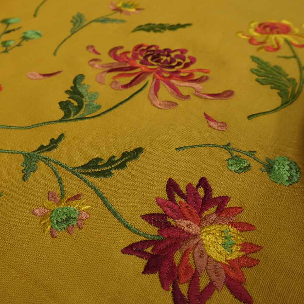 Tablecloth 65*65 СМ Embroidered Chrysanthemums (mustard linen) Christmas Gift Ukrainian