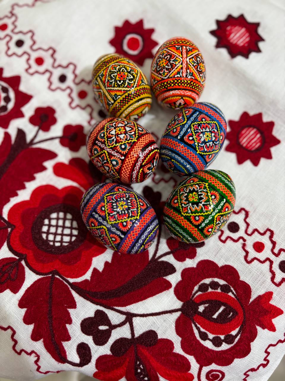 Set 100 Easter wooden eggs Ukrainian traditional pysanky Hand painted ornament