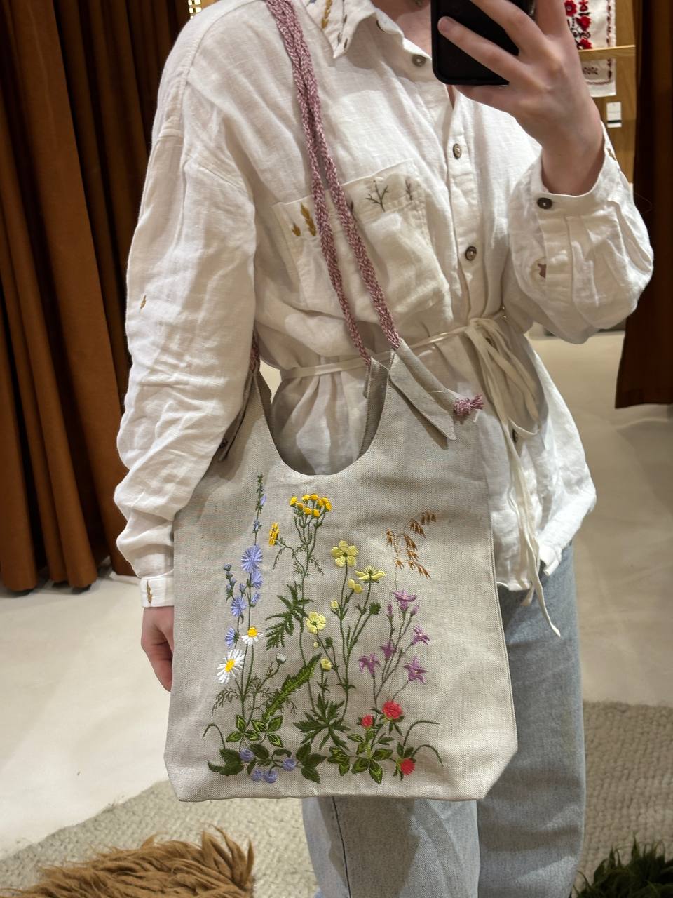 White Ukrainian shoulder bag, Linen boho bag, Embroidered bag, Hippie bag, Floral bag, Eastergift, Flower beach bag, Summer tote bag