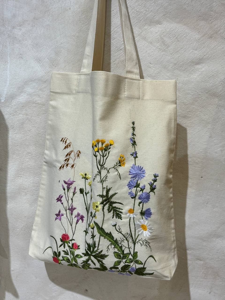 Botanical Linen Boho Bag - Embroidered Floral Tote for Summer