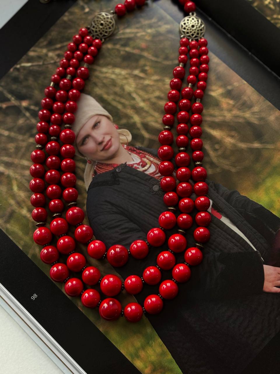 Handmade Red Coral Necklace - Traditional Ukrainian Long Jewelry for Women