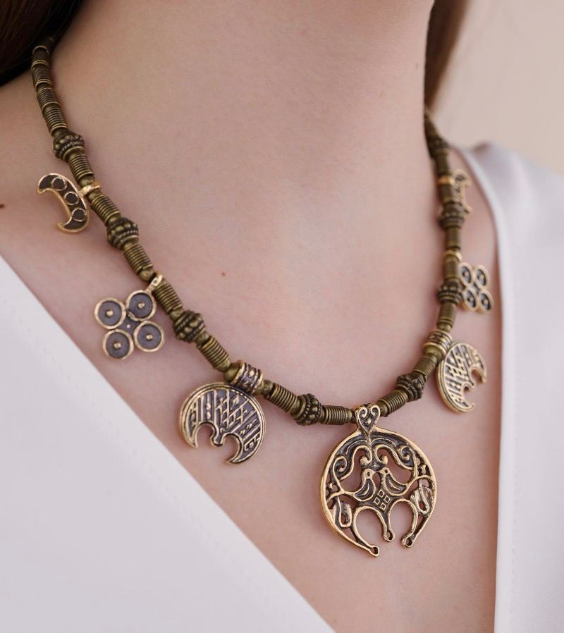 Birds necklace lunnitsy Zgards Ukrainian Necklace - Ethnic Brass Jewelry