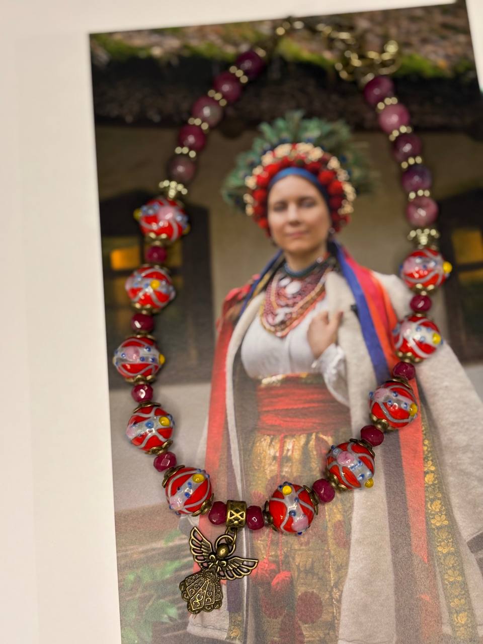 Handmade Sodalite Necklace | Ukrainian Traditional Jewelry | Unique Natural Stone Design