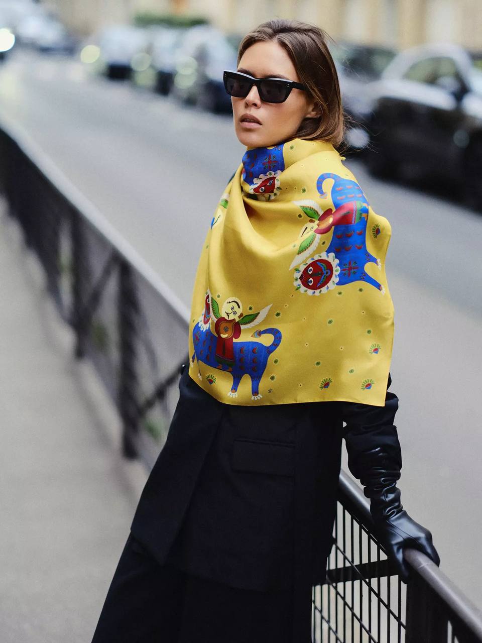 Yellow Bohemian 100% Silk Shawl Angel - Hand-Painted Scarf from Dreams Collection