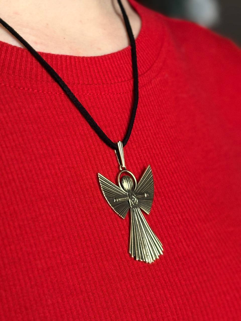 Symbolic Angel Charm necklace, Wish Fulfillment Ange, Brass Ornament, Handmade Spiritual Decor, Meaningful Gift