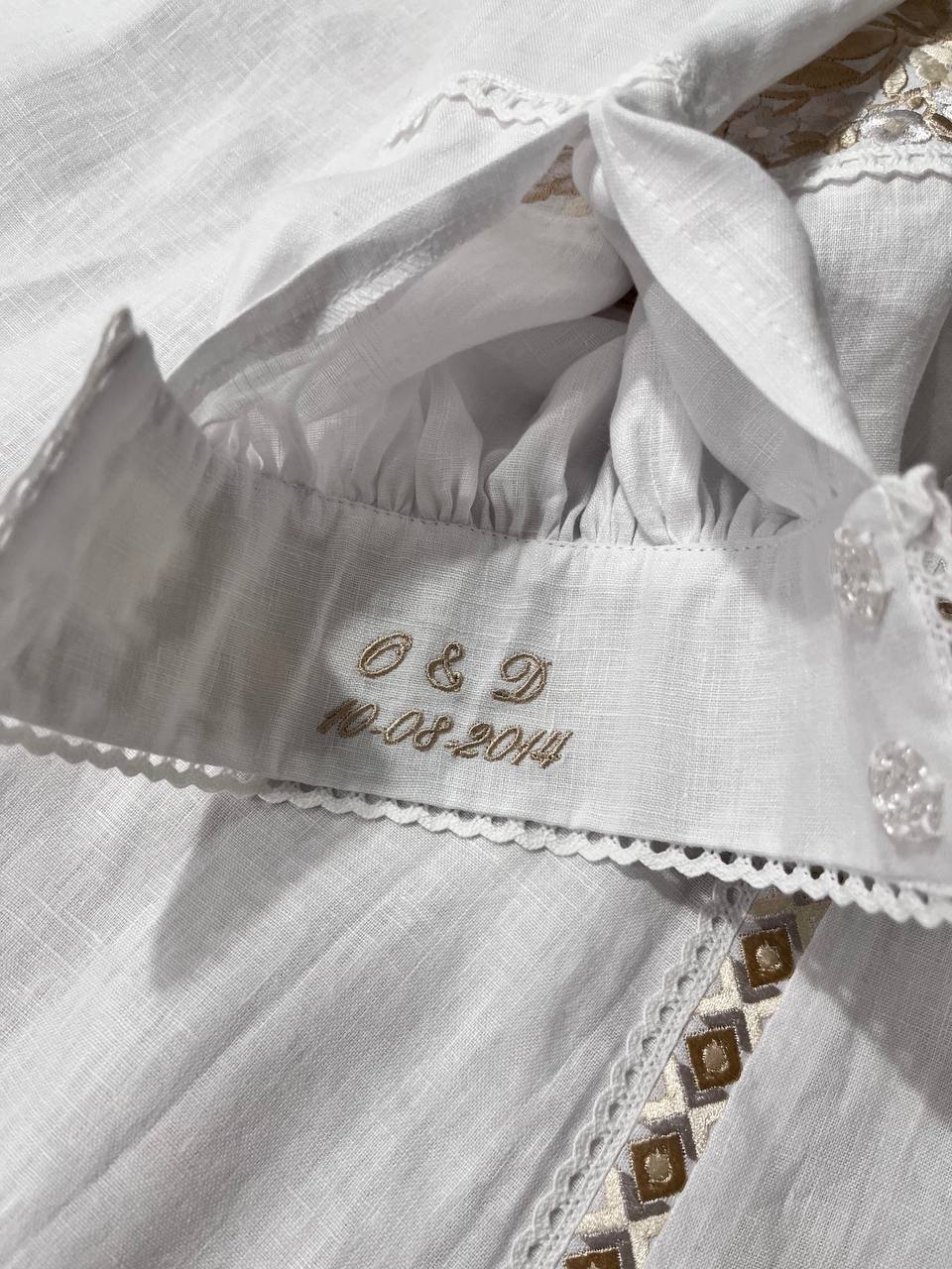 White Wedding Embroidered Dress Ukrainian Traditional  Ethnic Boho