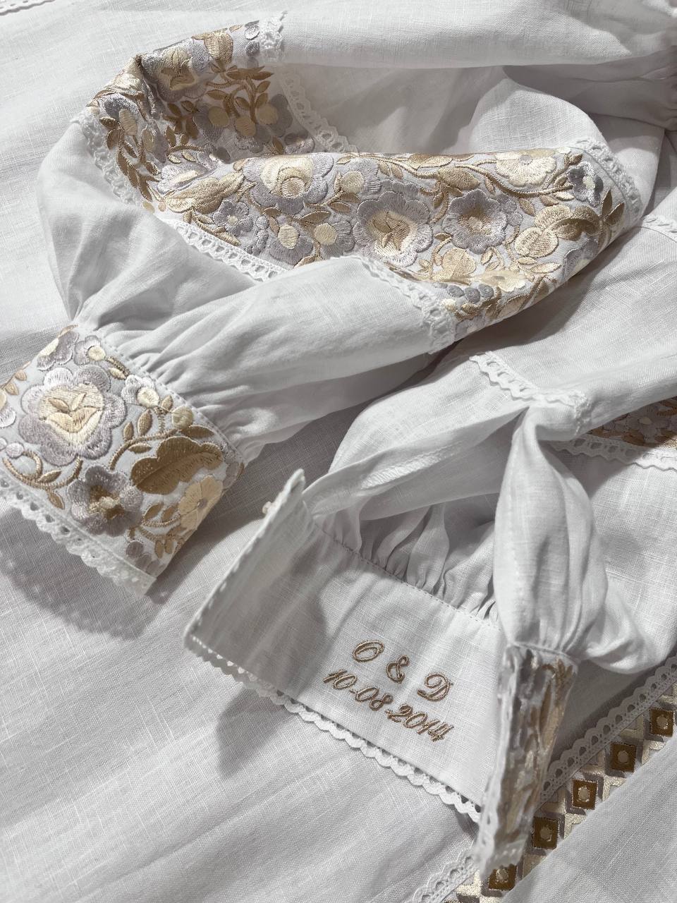 White Wedding Embroidered Dress Ukrainian Traditional  Ethnic Boho