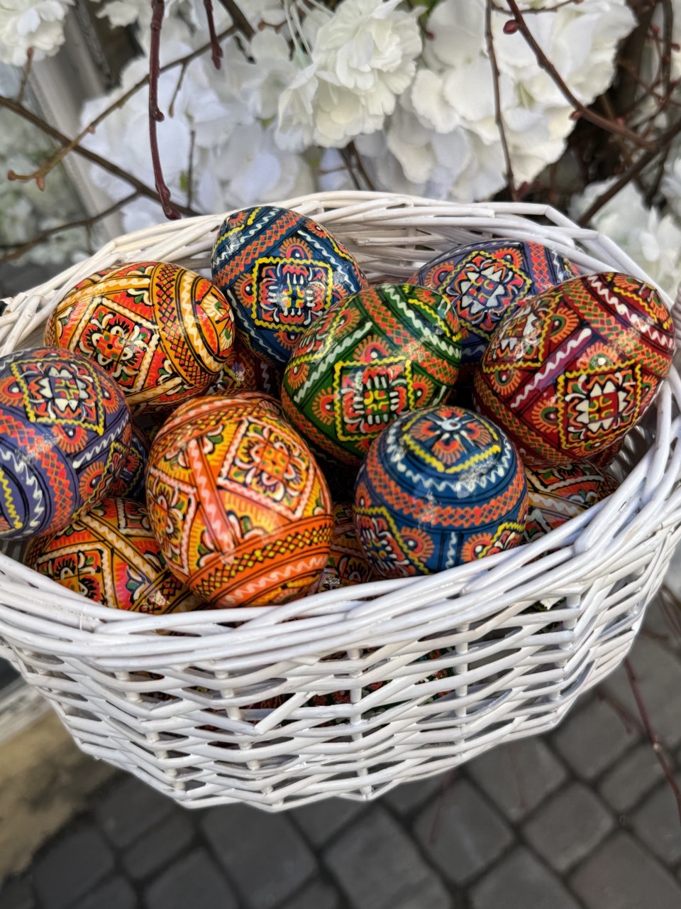 Set 100 Easter wooden eggs Ukrainian traditional pysanky Hand painted ornament