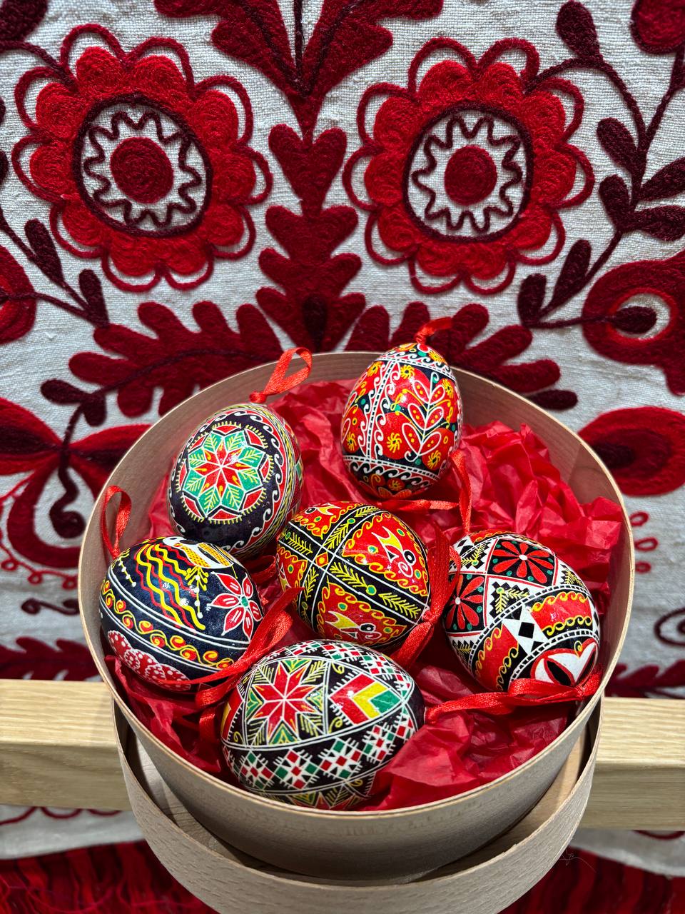 Chicken Pysanka set 6 Handcrafted Ukrainian Pysanka Eggs High-Quality Easter Decor