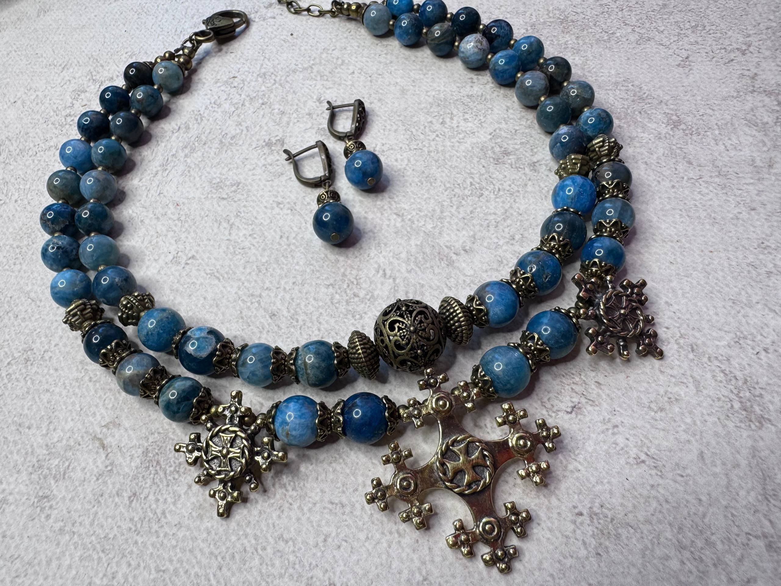 Apatite Necklace with Brass Zgarda