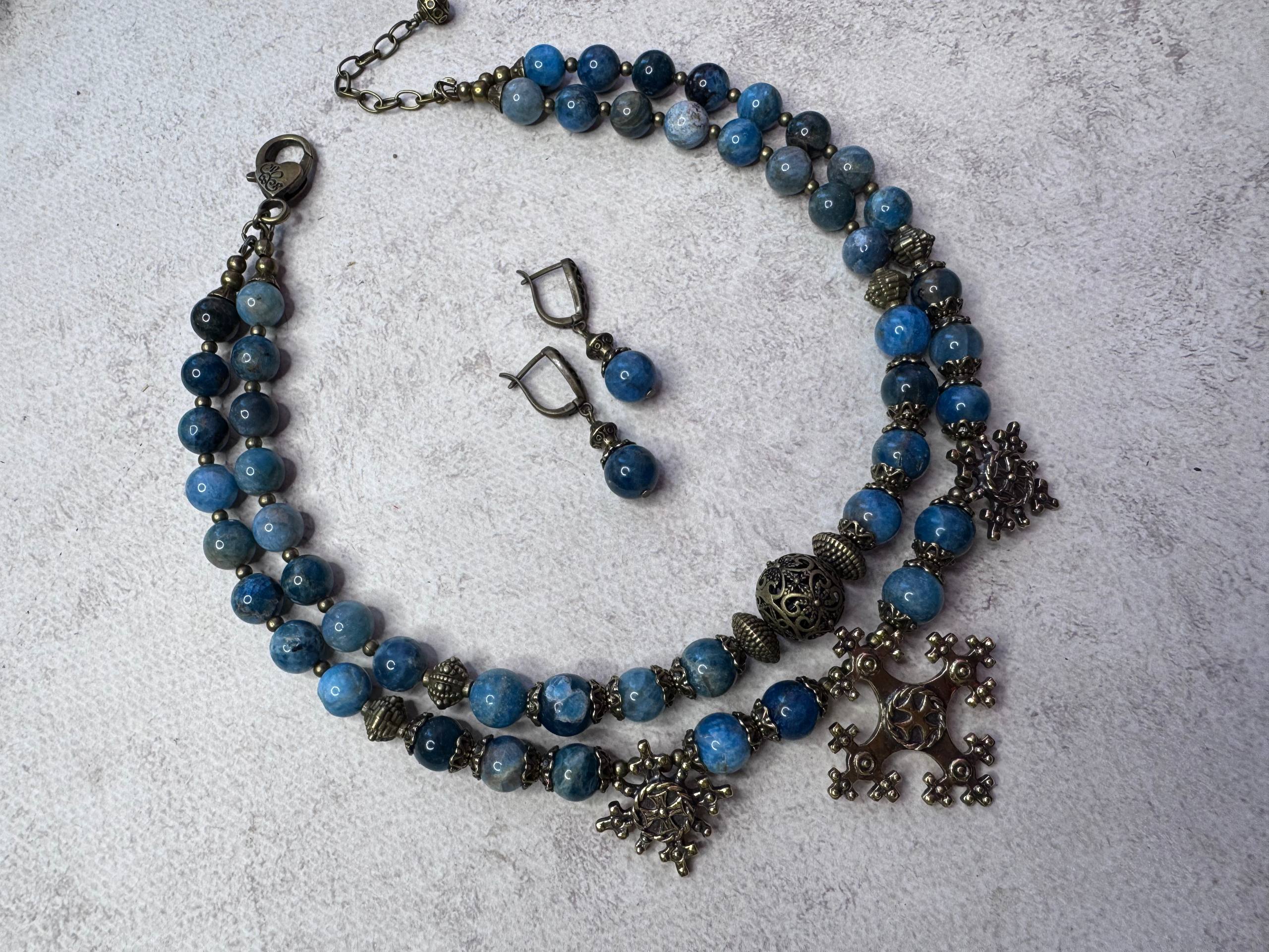 Apatite Necklace with Brass Zgarda