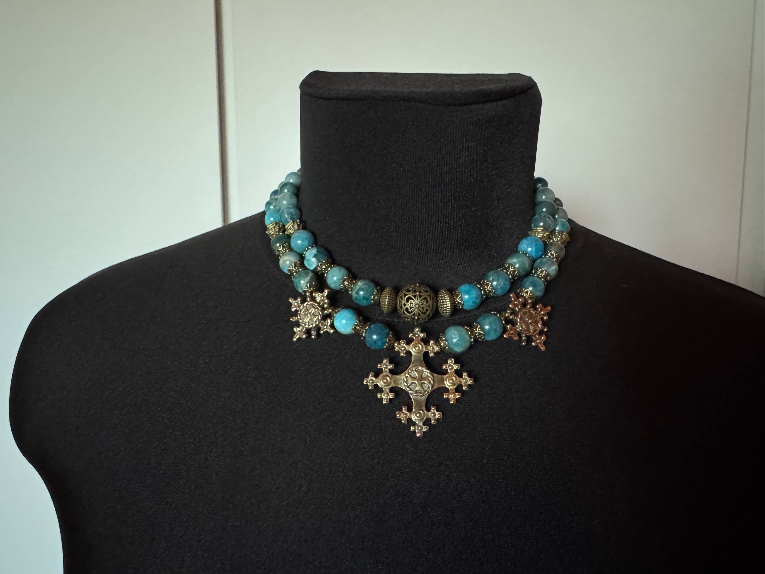 Apatite Necklace with Brass Zgarda