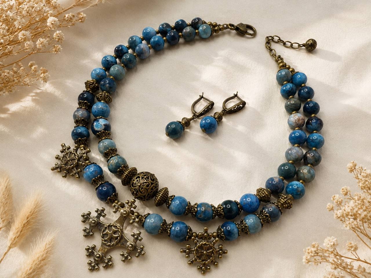 Apatite Necklace with Brass Zgarda