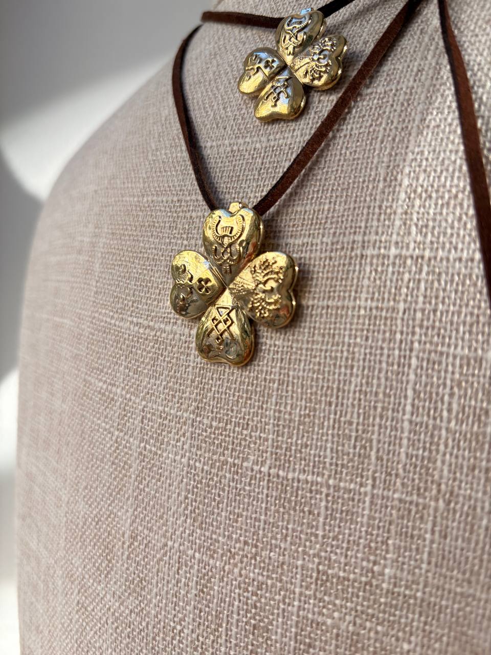 Brass Flower Pendant, Ukrainian Folk Jewelry, Floral Brass Necklace