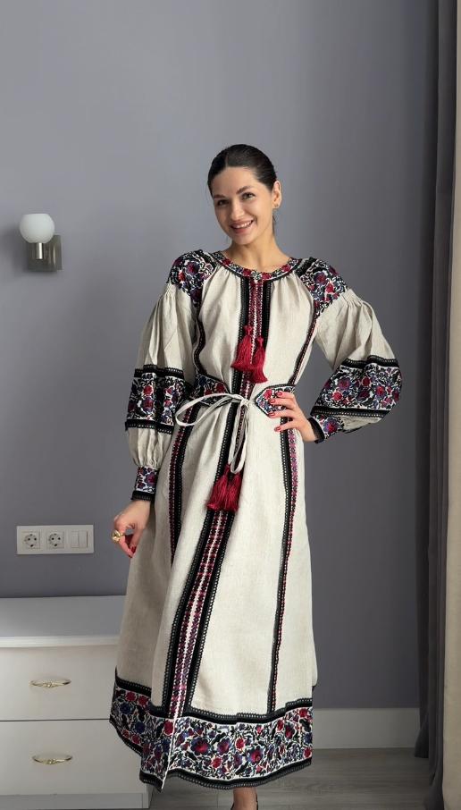 Embroidered dress Ukrainian vyshyvanka linen dress Boho