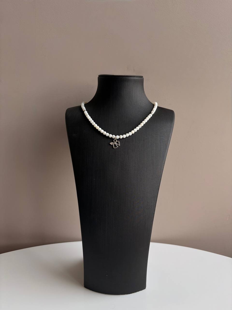 Ukrainian Mother-of-Pearl & Silver Angel Necklace