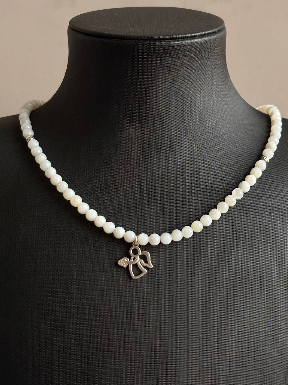 Ukrainian Mother-of-Pearl & Silver Angel Necklace