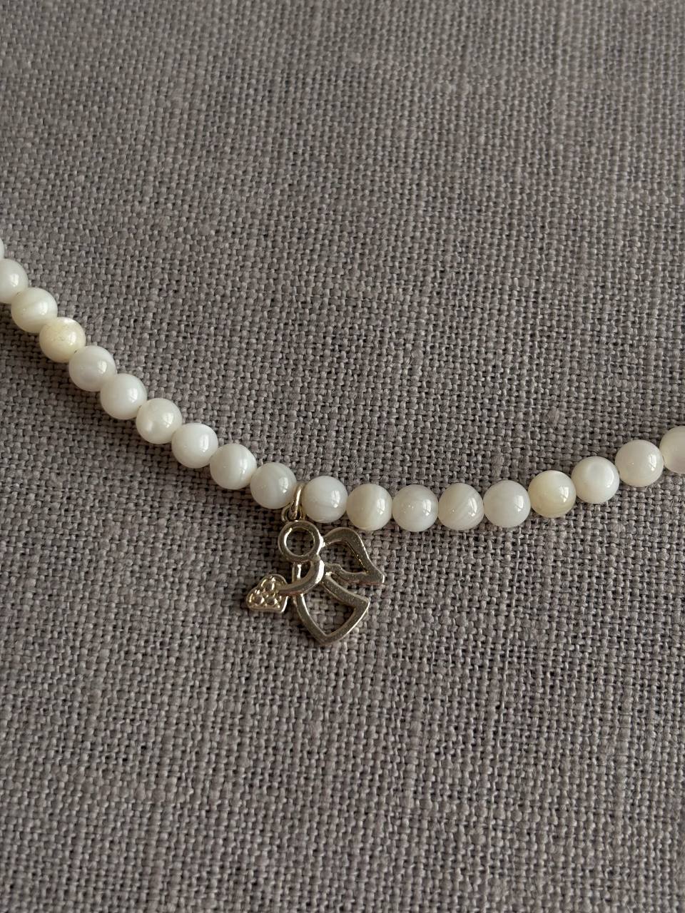 Ukrainian Mother-of-Pearl & Silver Angel Necklace