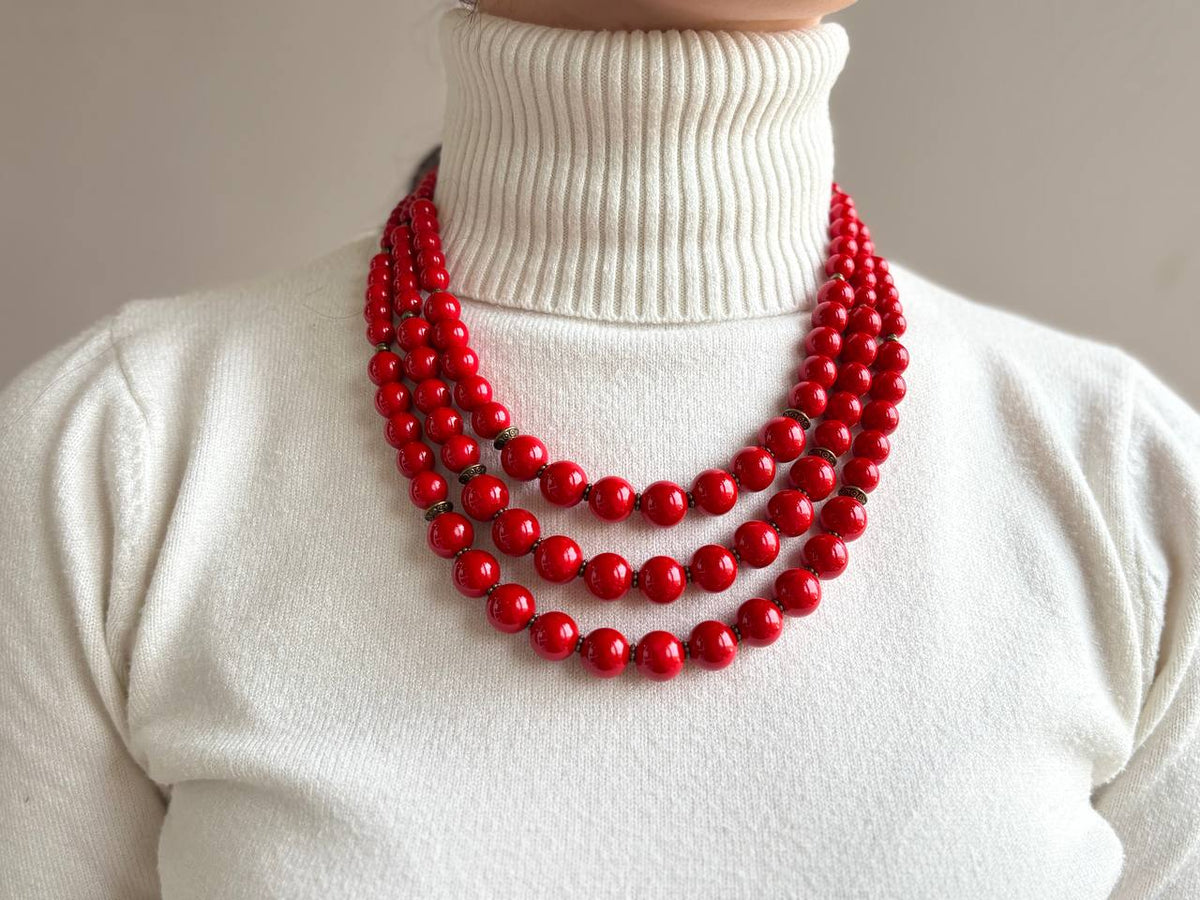 Handmade Red Coral Necklace - Traditional Ukrainian Jewelry for Women